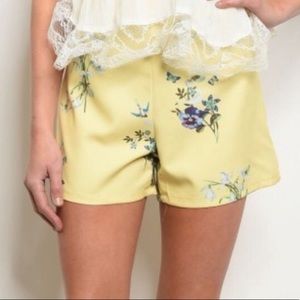 Christy & Co. Yellow Floral High-Waisted Shorts